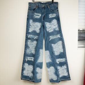 Custom wide leg baggy flared jeans
